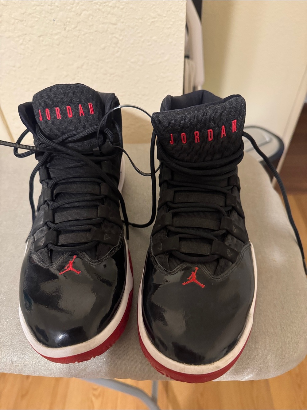 Jordan Kids Black and Red High-Top Sneakers